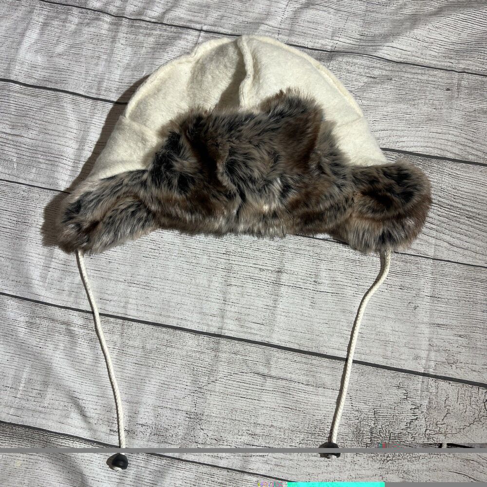 66 NORTH ICELAND FUR TRIM TRAPPER OUTDOOR WINTER HAT WOMEN Sz 58-62cm